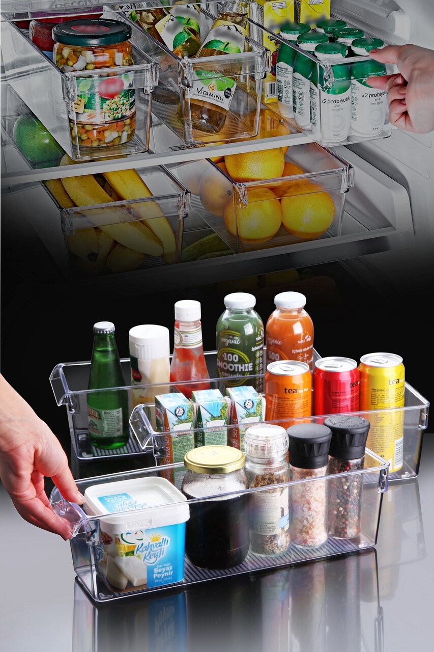Set organizatoare frigider, Hermia, 639OKK1131, Dimensiune medie: 37 x 15 x 10 cm (1 bucată), Transparent - imagine 4